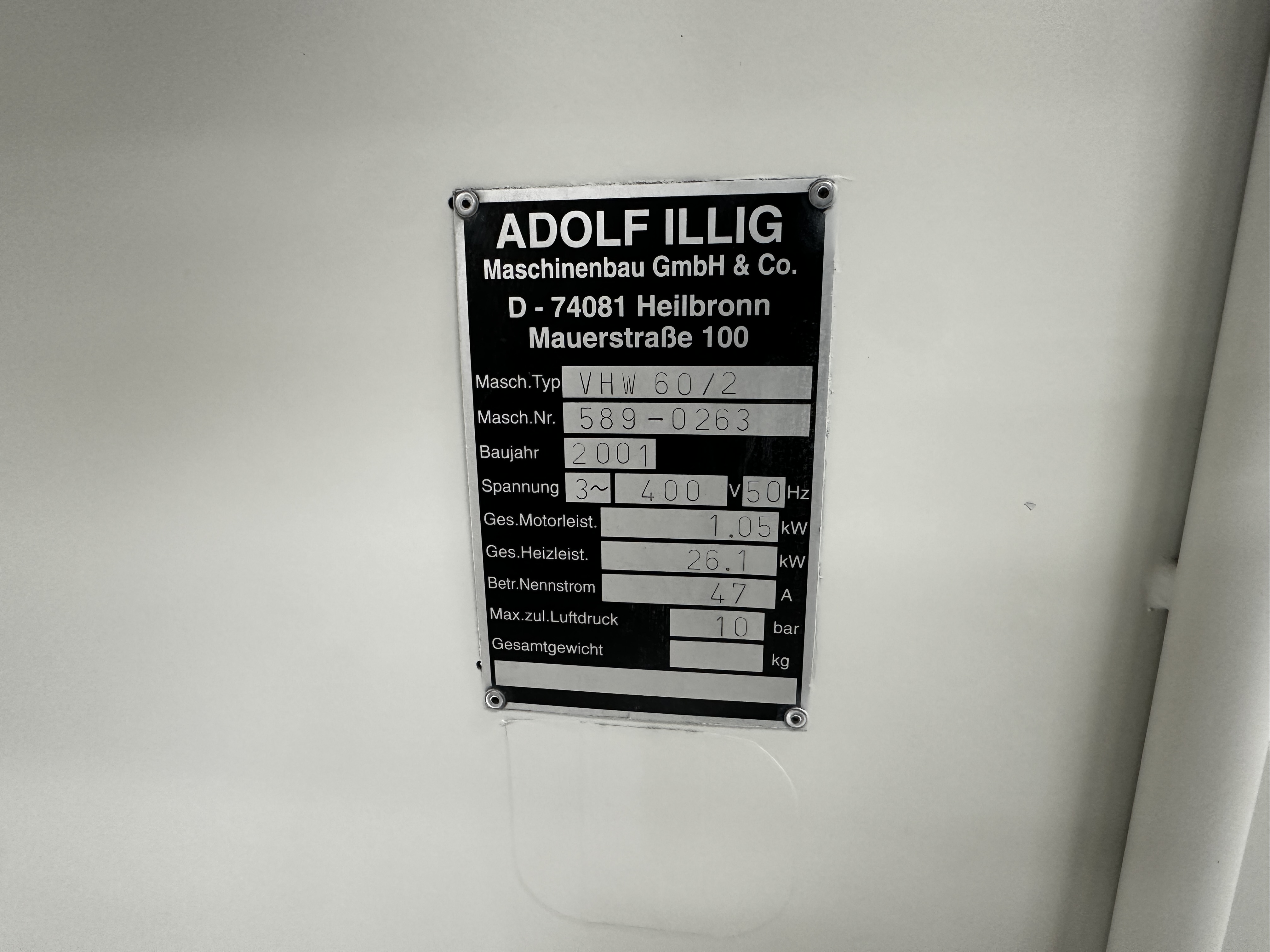 Used 2001 Illig VHW 60/2