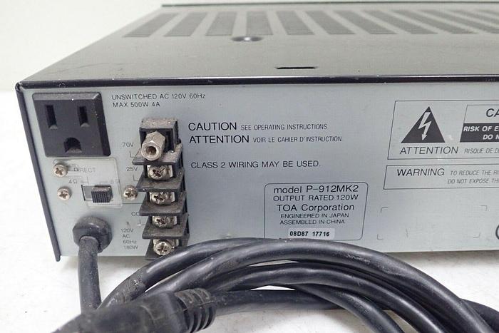 Used TOA 900 Series Model P-912MK2 Amplifier 844632065279