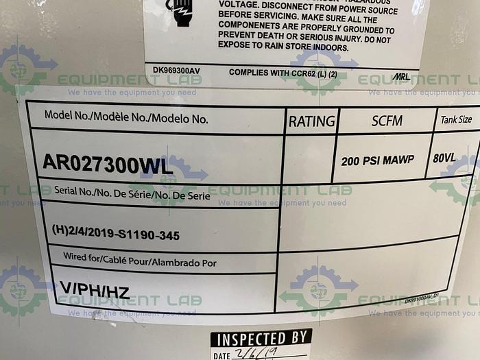 Used SPX Hankison  HPR35 Non-Cycling Compressed Refrigerated Air Dryer w/ 80VL Tank