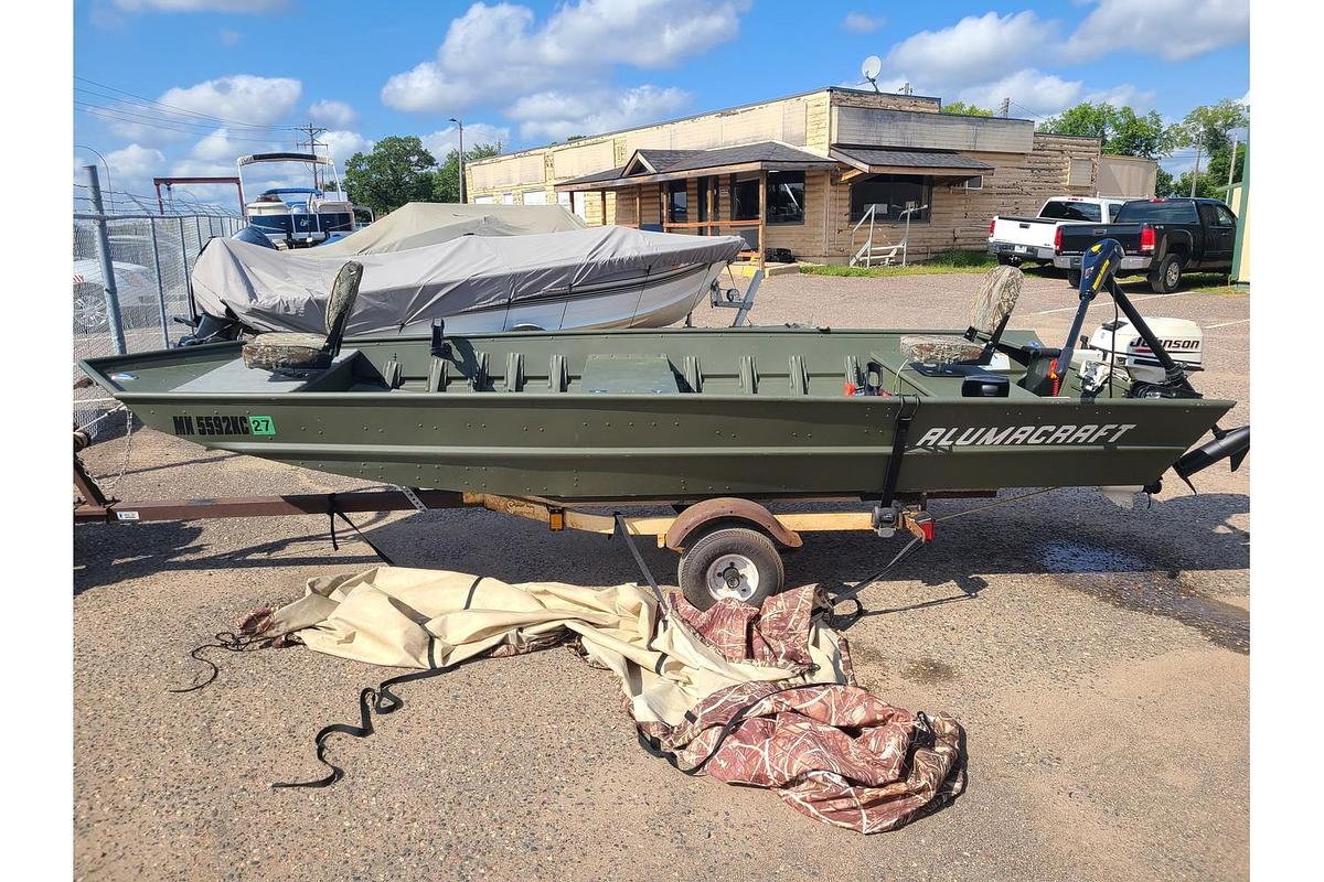 Used 2005 Alumacraft MV1648 W/ Jon Boat W/ 15HP Johnson Motor & Trailer