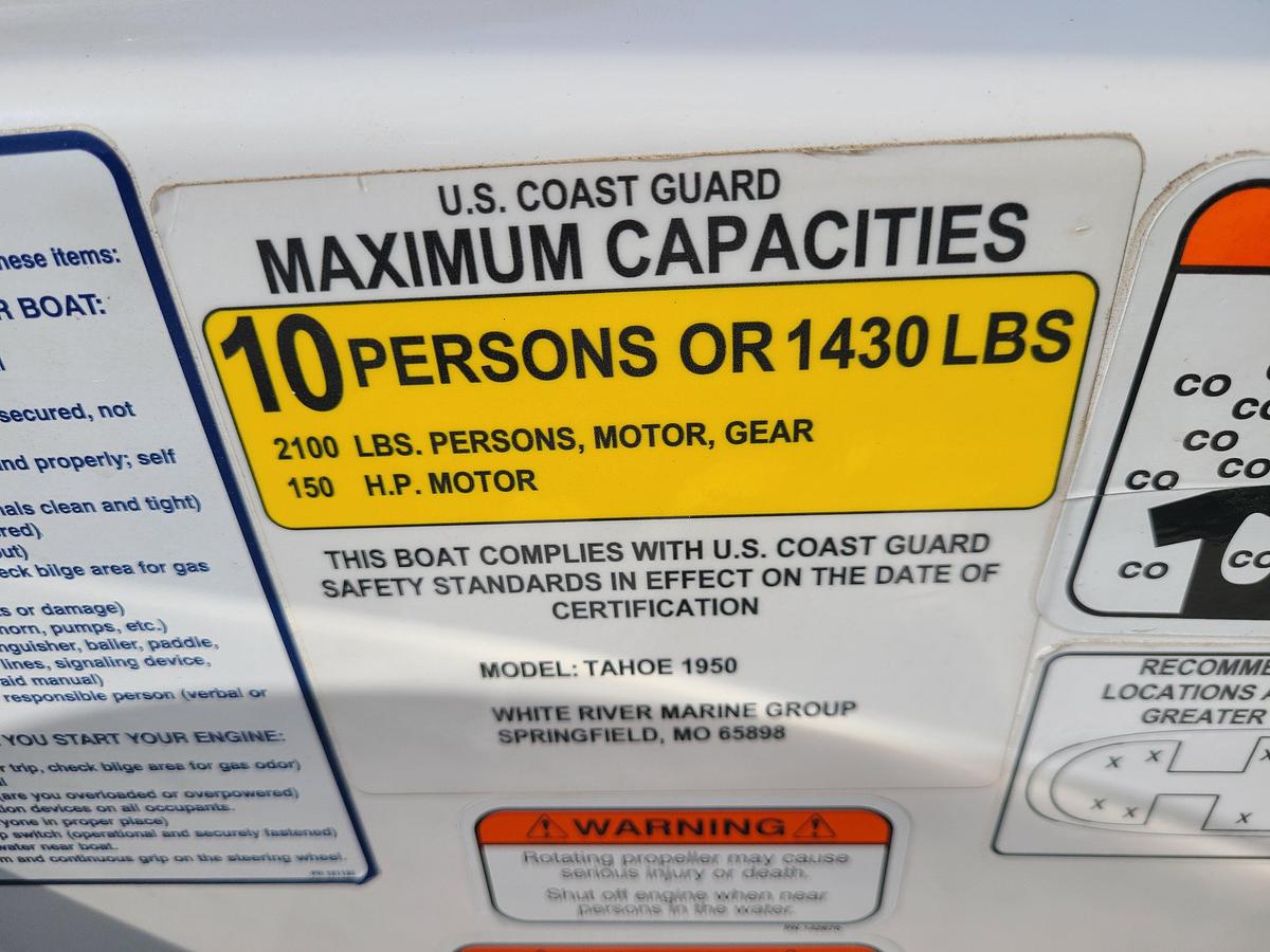 Used 2019 Tahoe 1950 W/ 150HP Mercury & Trailer