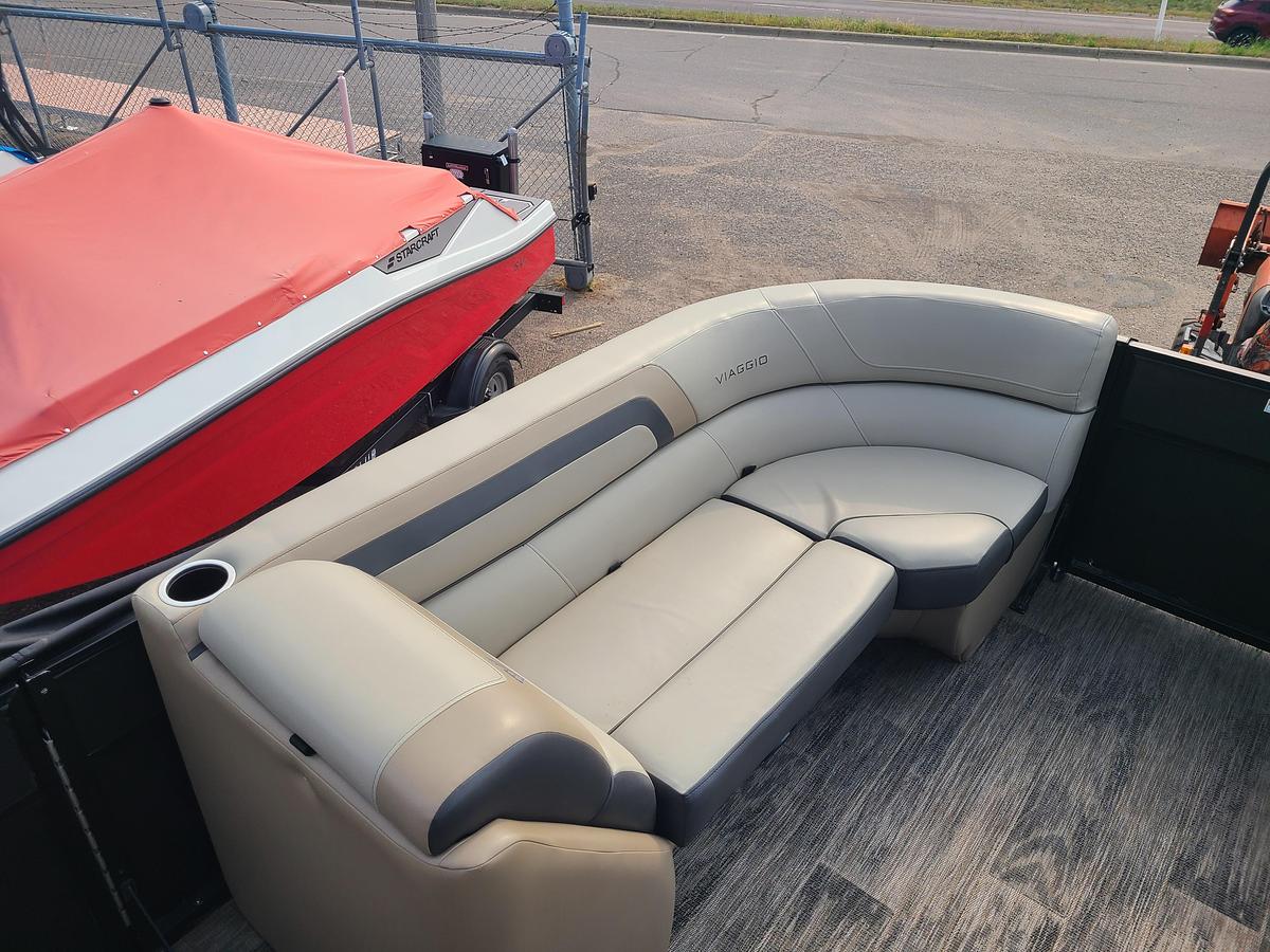 Used 2022 Viaggio Lago 22U Tritoon With 150HP Suzuki Motor & Yacht Club Trailer
