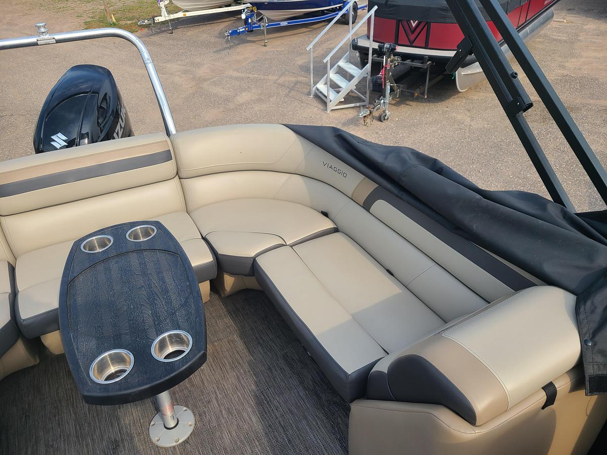 Used 2022 Viaggio Lago 22U Tritoon With 150HP Suzuki Motor & Yacht Club Trailer