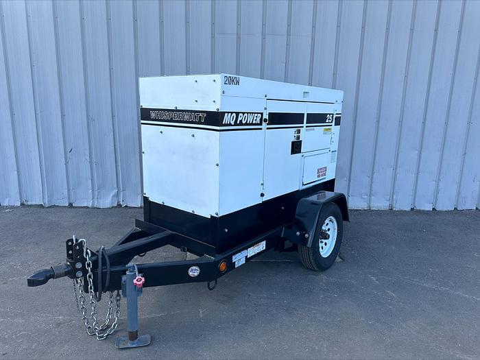 Used MQ MultiQuip WhisperWatt 25 KVA 20 Kw towable generator DCA-25SSIU4F 2841 HRS