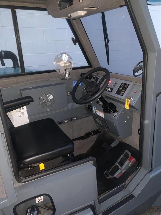 Used 2017 Tennant 800 Ride On Floor Parking Lot Sweeper w Cab Heat 448 Hrs