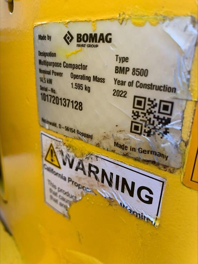 Used 2022 Bomag BMP 8500 Trench Compactor Diesel Vibratory Roller Wacker 272 HRS