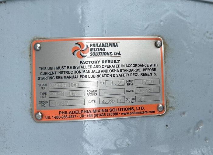 2017 Unused Philadelphia PTEM-16 Commercial Mixer Gearbox 38.9:1 Ratio