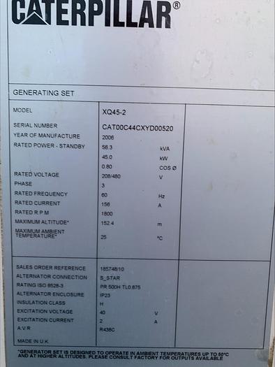 Used 2006 Caterpillar Cat XQ45-2 Diesel 45 Kw Towable Generator 785 Hrs TIER 2