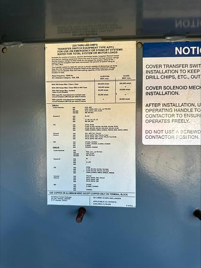 Used Kohler 400 AMP Automatic Transfer Switch for Standby Generator 480v