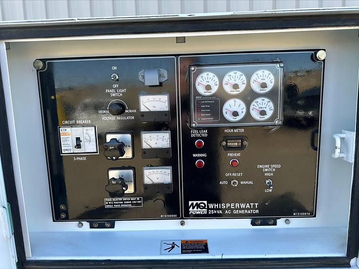Used MQ MultiQuip WhisperWatt 25 KVA 20 Kw towable generator DCA-25SSIU4F 2841 HRS