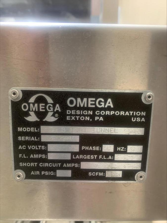 Used Omega TLB Shrink Heat Tunnel Bundler Pharmaceutical Food Grade Stainless Steel