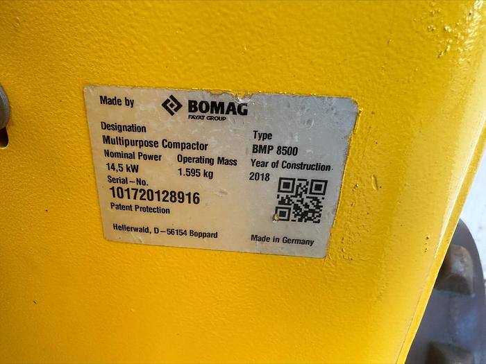 Used 2018 Bomag BMP 8500 Wireless Trench Compactor Vibratory Roller Wacker