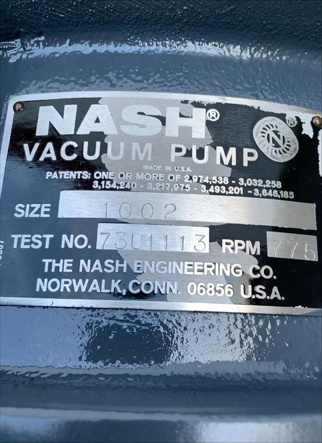 Used Nash 1002 Liquid Ring Vacuum Pump
