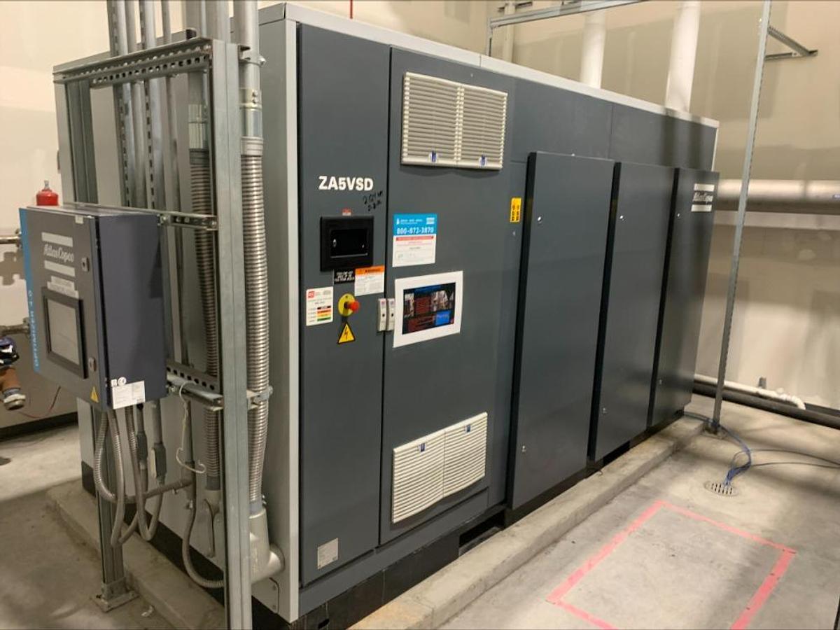 Used 2022 Atlas Copco ZA5VSD Oil Free VSD Rotary Screw Air Compressor 2124 Hrs 335 HP