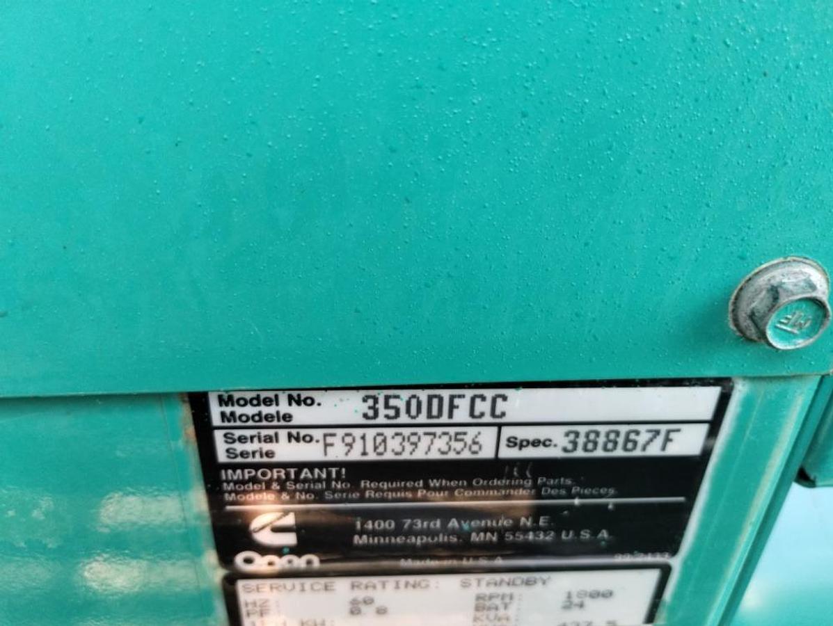 Used Cummins Onan 350DFCC 350 Kw Diesel Standby or Prime Generator 775 Hrs