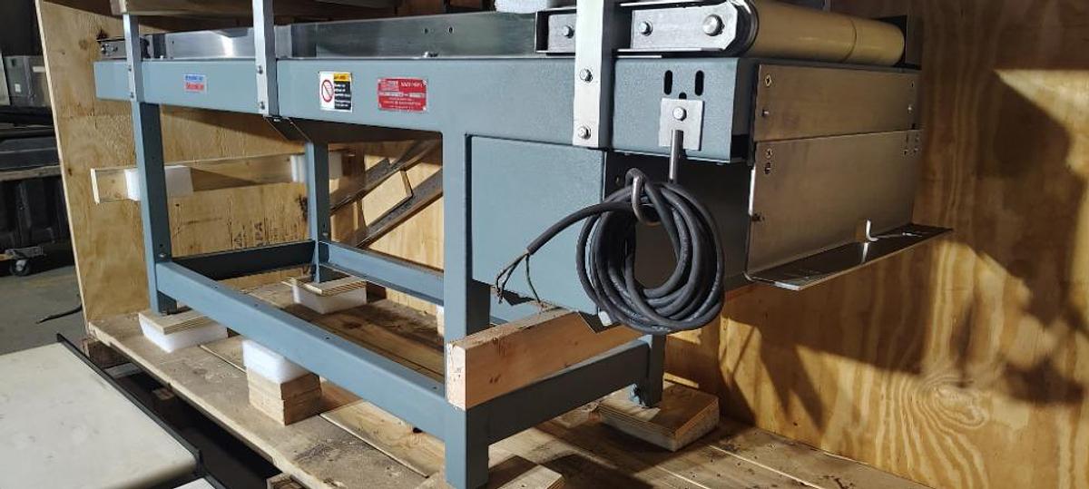 Used Sealed Air Shanklin Selvage Winder 01/10 W 80" Conveyor W 4 Ink Coders & Mini Mover Conveyors