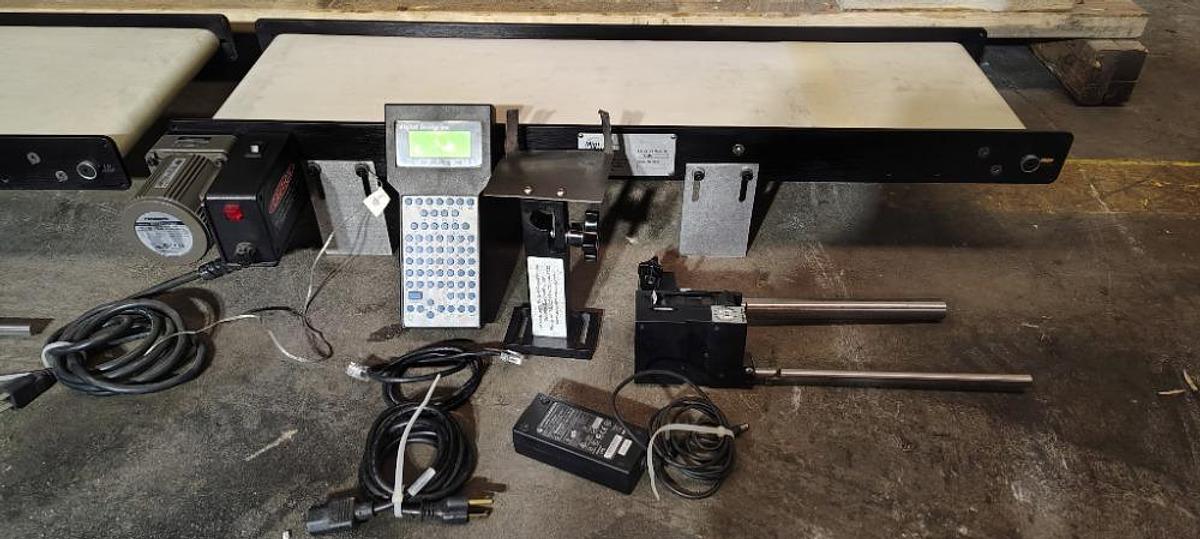 Used Sealed Air Shanklin Selvage Winder 01/10 W 80" Conveyor W 4 Ink Coders & Mini Mover Conveyors