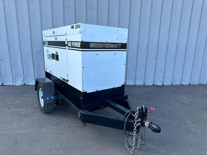 Used MQ MultiQuip WhisperWatt 25 KVA 20 Kw towable generator DCA-25SSIU4F 2841 HRS