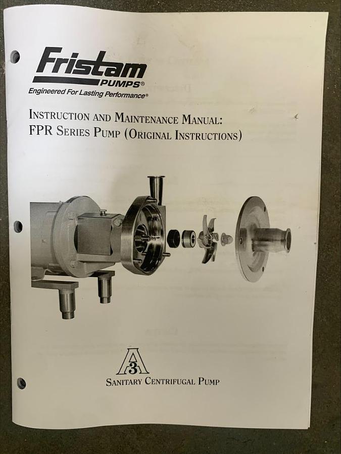 NEW 2022 Fristam 20 Hp Stainless Steel Sanitary Centrifugal Pump FPR3532 175