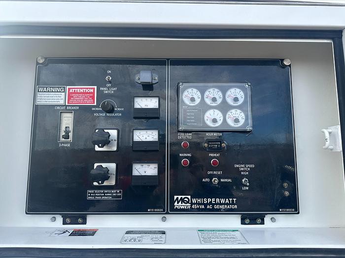 Used MQ MultiQuip WhisperWatt 45 KVA 36 Kw towable generator DCA-45SSIU4F 4422 HRS