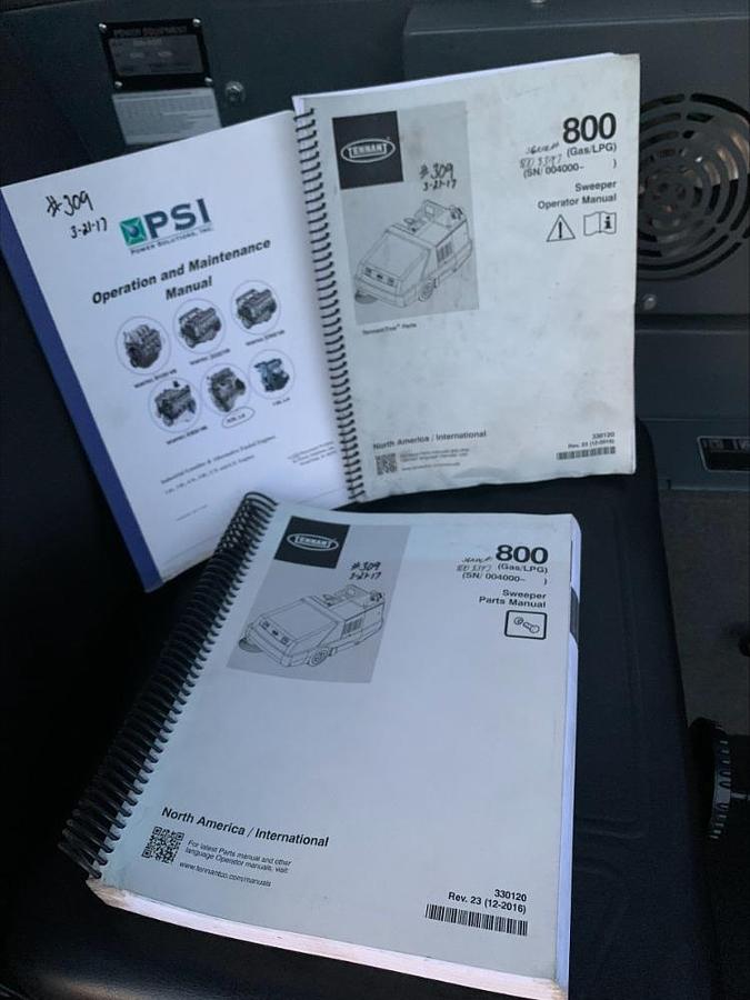 Used 2017 Tennant 800 Ride On Floor Parking Lot Sweeper w Cab Heat 448 Hrs