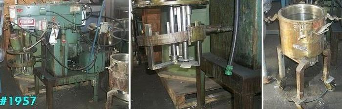Used 6 GALLON MYERS TRI-SHAFT MIXER – S/S – VAC – JACKETED – V/S