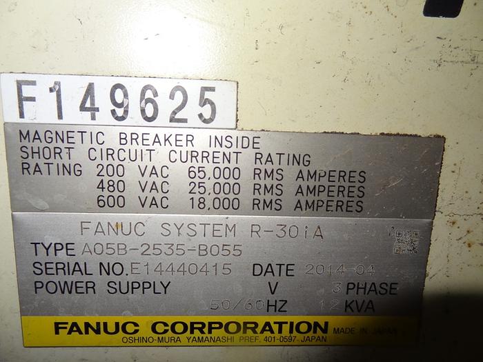 Used 2014 FANUC R2000iB/210F 6 AXIS CNC ROBOT WITH R30iA CONTROLLER