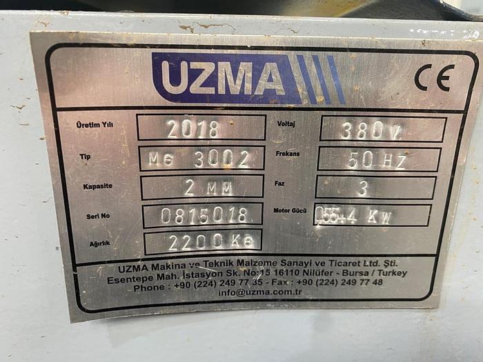 Used 2018 Uzma MG 3002 Mechanical Guillotine Shears