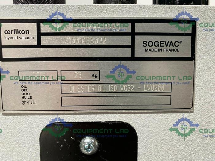 Used Leybold Sogevac SV16D Rotary Vane Vacuum Pump 115/230V