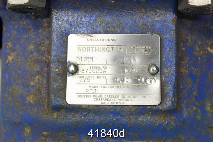 Used Worthing D1011 2x1x10 Pump, Stainless Steel Casing #41840