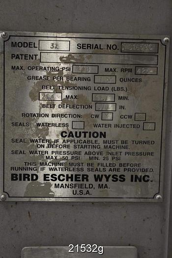 Used Voith 31 Centriscreen, 100 Psi, 425 Max Rpm, 0.010" Slotted Screen Basket #21532