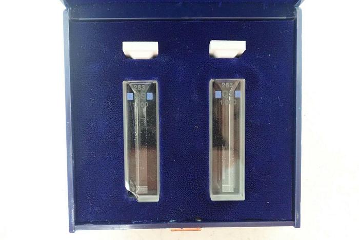 Used (2) Fisher Scientific 283 QS 1.000 14-385-914A Quartz Semimicro Cells Cuvettes