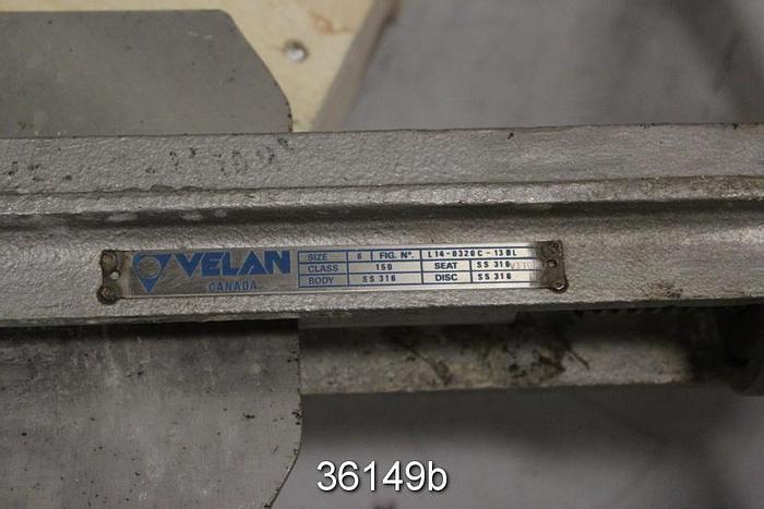 Used Velan 6" Hand Operated Knife Gate Valve, L14-0320C-13BL #36149