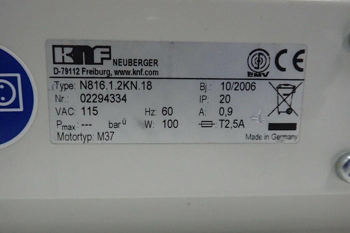 Used KNF Neuberger Laboport N816.1.2KN.18 Vacuum Pump - Made in Germany