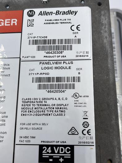 Used Allen-Bradley 2711-T7C4D1 Ser A, 2711P-RP1 Ser G