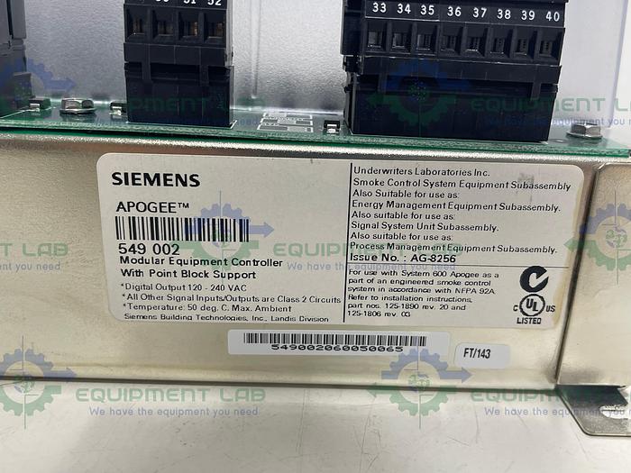Used Siemens Apogee 549 002 Modular Equipment Controller