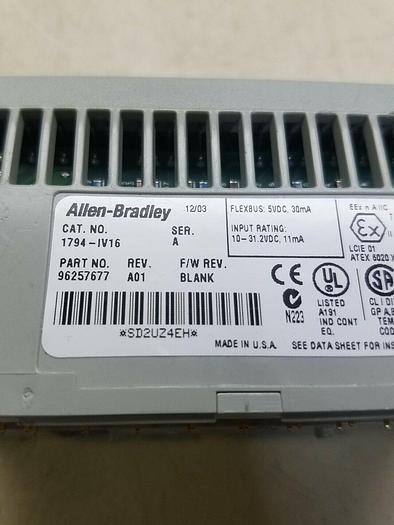 Used NEW ALLEN BRADLEY 1794-IV16 SER. A FLEX I/O 24VDC SOURCE INPUT MODULE 1794IV16