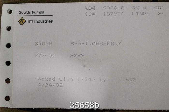 Unused Goulds 3405 S Pump Shaft Assembly #35658