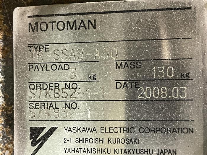 Used MOTOMAN EA1400N DUAL ARM ROBOTIC MIG WELDING CELL WITH 11,000 LB CAPACITY A/B SIDED INDEX TABLE