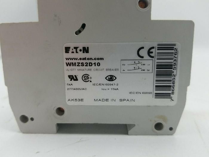 Used Eaton WMZS2D10 2-Pole 10A Circuit Breaker