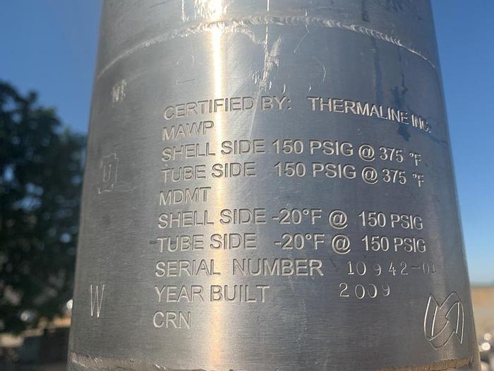 Used Heat Exchanger, Thermaline, Shell & Tube, SF, S/st #S743963