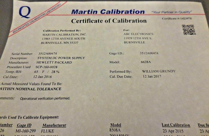 Used Hewlett Packard 6628A System DC Power Supply
