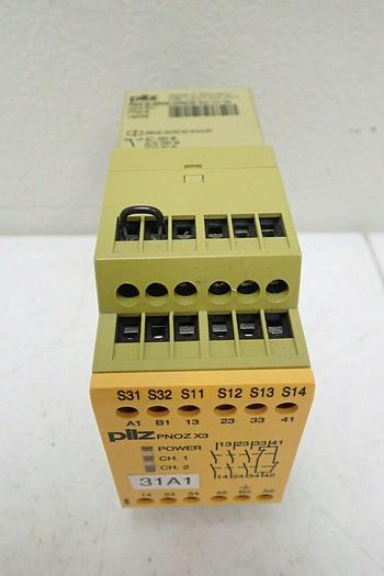 Used Pilz PNOZ X3 Safety Relay 774318 230VAC/24VACDC 3n/o 1n/c 1so 774316132594