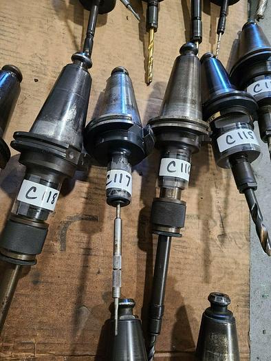 Used CAT 50 Tool Holders One Lot of 6 Assorted CNC Tooling with Cutters & Drills