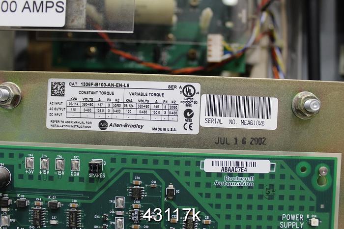 Unused Allen Bradley 1336-B100C-AA-DF-D11-HA2C A/C Drive #43117