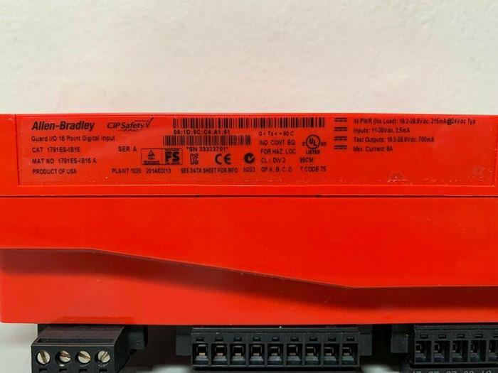 Used Allen-Bradley Ser. A Guard I/O 16 Point Digital Input 1791ES-IB16 Safety