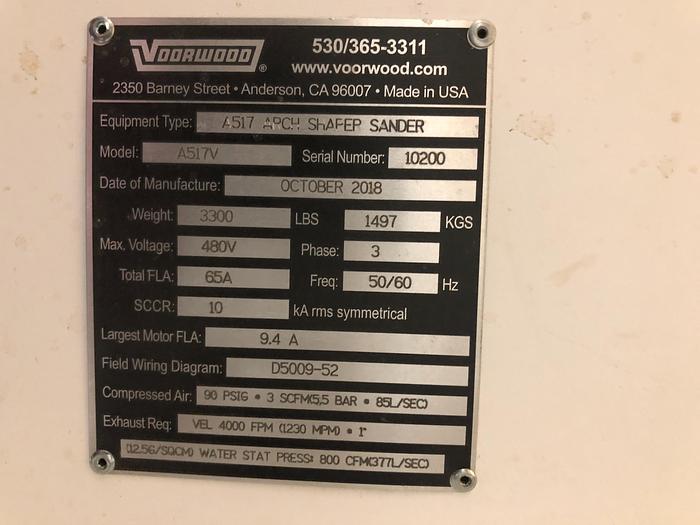 Used Voorwood A1517 Arch Shaper Sander