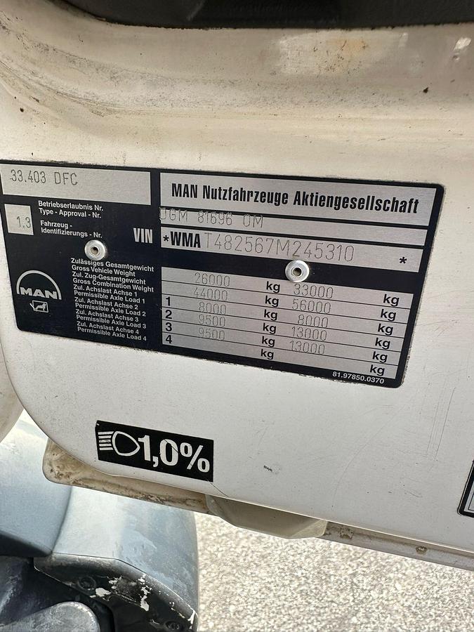 Usato Motrice tre assi Man 33.403 mezzo d'opera Ribaltabile trilaterale