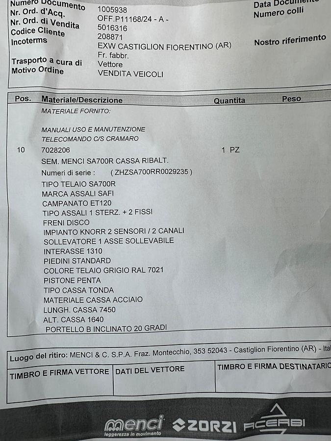 Usato Semirimorchio Ribaltabile MENCI SA 700 Nuovo Ribaltabile 27m^