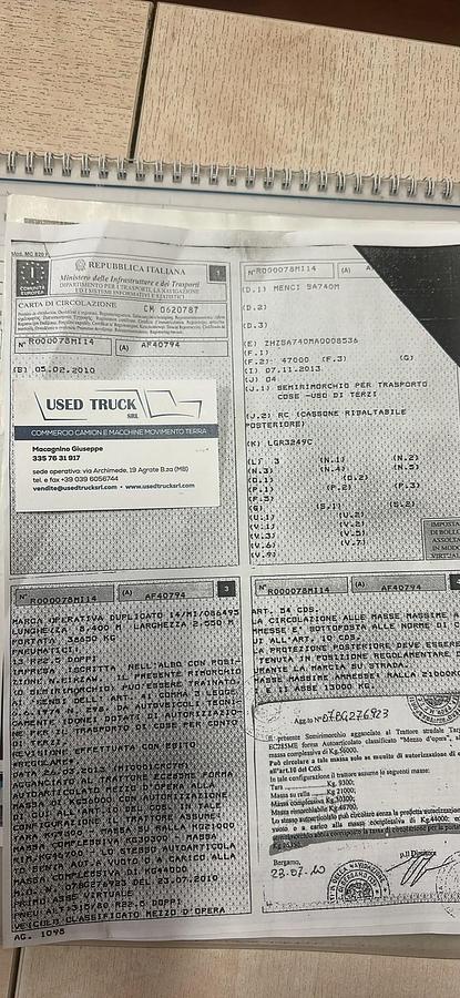 Usato SEMIRIMORCHIO MENCI SA740 DUE ASSI MEZZOD'OPERA
